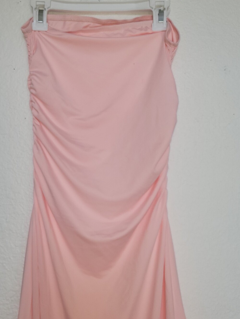 Strapless Pink Ruffle Column Dress - Picture 6 of 10
